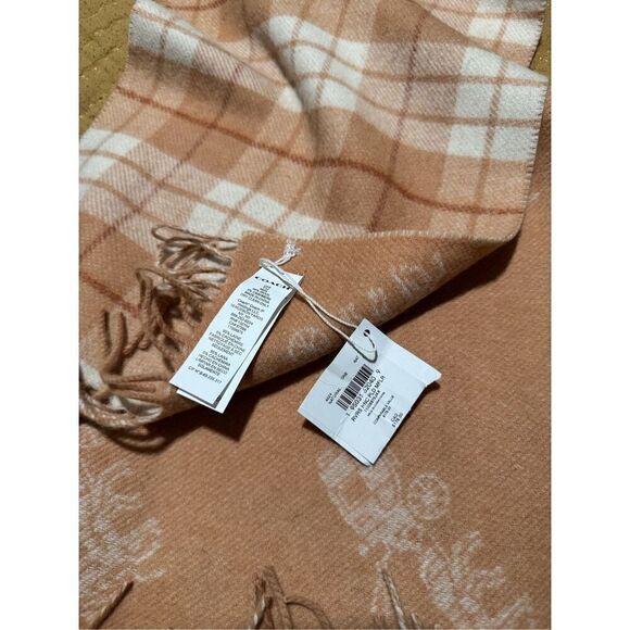 Coach NWT reversible scarf plaid fringe,  horse and carriage print wool,cashmere - Picture 5 of 8